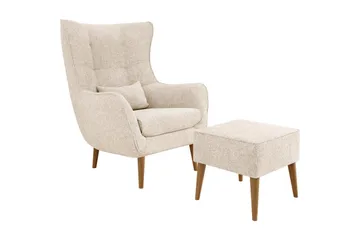 Fåtölj LORD med fotpall - Beige - Möbler - Fåtölj & stolar - Fåtölj - Öronlappsfåtölj