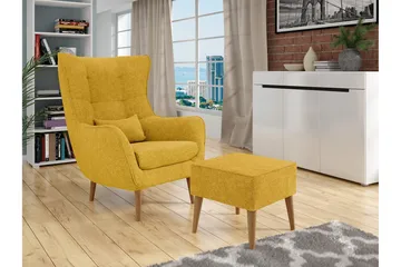 Fåtölj LORD med fotpall - Gul - Möbler - Fåtölj & stolar - Fåtölj