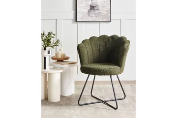 Fåtölj Lovelock - Mörkgrön, Svart/Bouclé - Möbler - Fåtölj & stolar - Fåtölj - Fåtölj utan armstöd