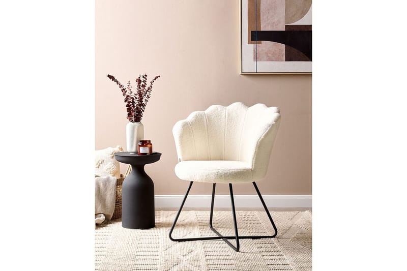 Fåtölj Lovelock - Vit, Svart/Bouclé - Möbler - Fåtölj & stolar - Fåtölj - Fåtölj utan armstöd