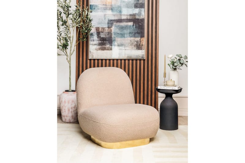 Fåtölj Loviisa - Beige, guld - Möbler - Fåtölj & stolar - Fåtölj - Fåtölj utan armstöd