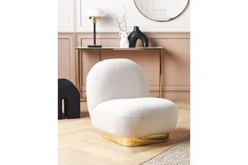 Fåtölj Loviisa - Vitt, guld - Möbler - Fåtölj & stolar - Fåtölj - Fåtölj utan armstöd