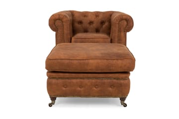 Chester Delux Fåtölj+Fotpall Cognac - Brun - Möbler - Fåtölj & stolar - Fåtölj - Fåtölj med fotpall