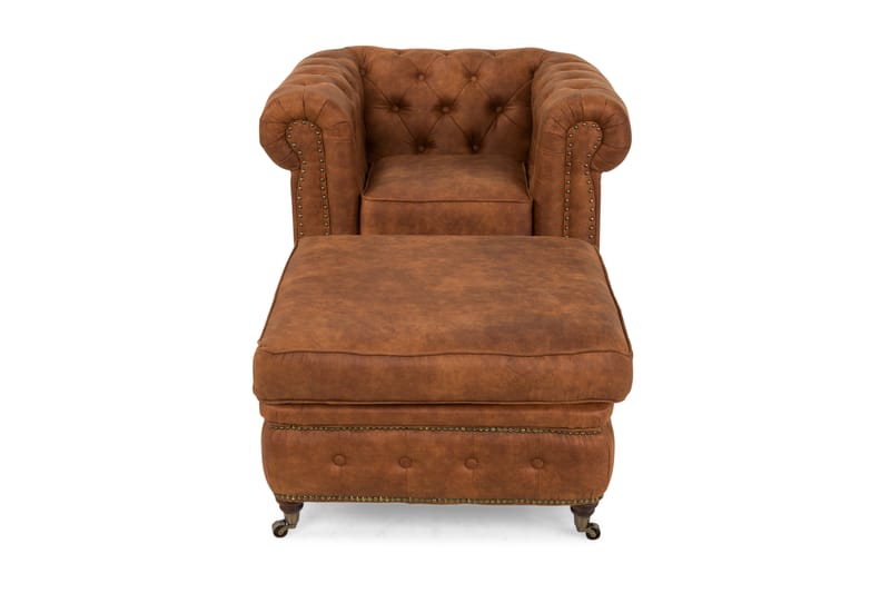 Chester Delux Fåtölj+Fotpall Cognac - Brun - Möbler - Fåtölj & stolar - Fåtölj - Fåtölj med fotpall