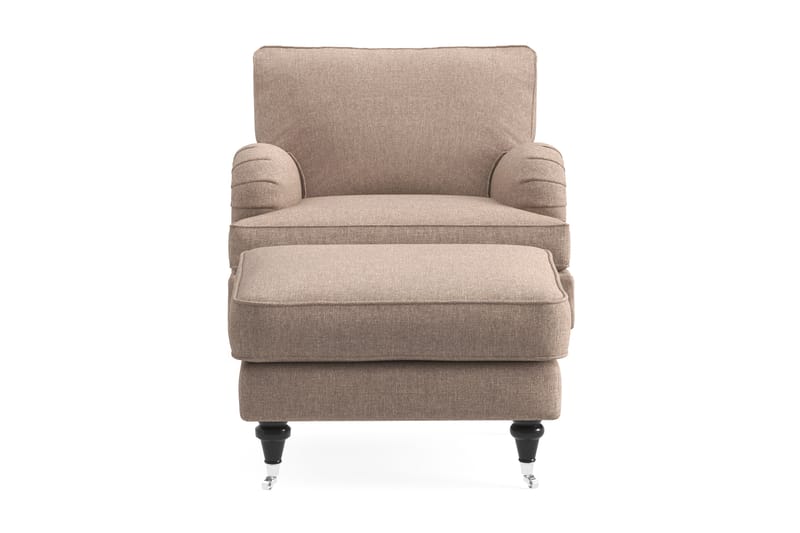 Fåtölj med Fotpall Oxford Classic - Mörkbeige - Möbler - Fåtölj & stolar - Fåtölj - Fåtölj med fotpall