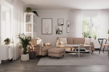 Fåtölj med Fotpall Oxford Classic - Mörkbeige - Möbler - Fåtölj & stolar - Fåtölj - Fåtölj med fotpall