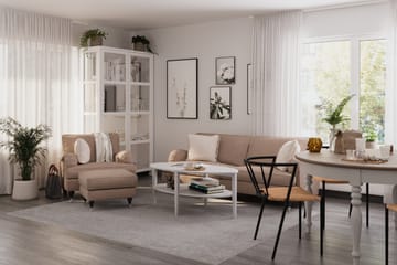 Fåtölj med Fotpall Oxford Classic - Mörkbeige - Möbler - Fåtölj & stolar - Fåtölj - Fåtölj med fotpall