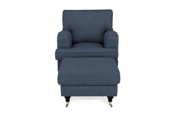 Fåtölj med Fotpall Oxford Classic - Mörkblå - Möbler - Fåtölj & stolar - Fåtölj - Fåtölj med fotpall