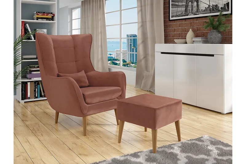 Fåtölj - Rosa - Möbler - Fåtölj & stolar - Fåtölj - Sammetsfåtölj