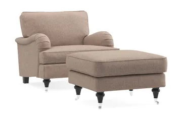 Howard Classic Fåtölj med Fotpall - Mörkbeige - Möbler - Fåtölj & stolar - Fåtölj - Howard fåtölj