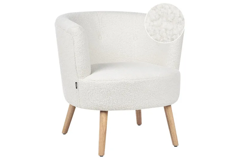 Fåtölj Odenzen Vit/ljust trä, Vit/ljust trä