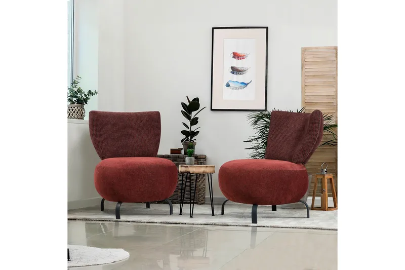 Lolya Fåtölj - Röd/Natur - Möbler - Fåtölj & stolar - Fåtölj - Fåtölj utan armstöd