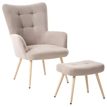 Fåtölj Vejle - Beige - Möbler - Fåtölj & stolar - Fåtölj - Fåtölj med fotpall