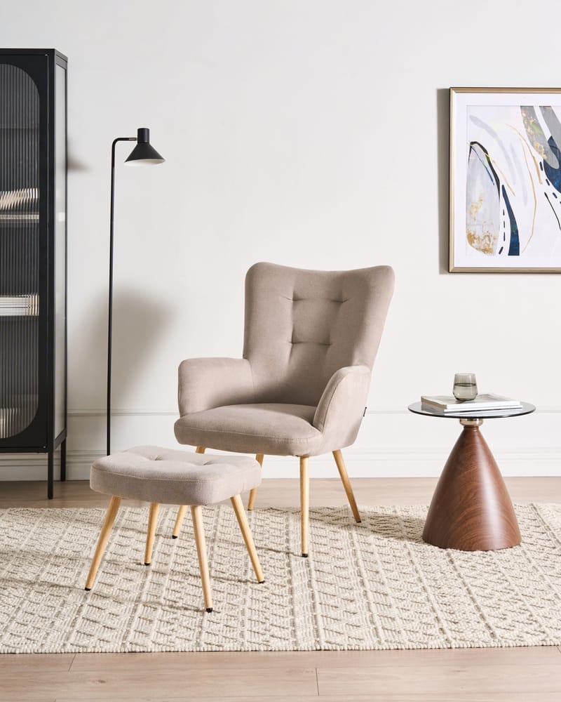 Fåtölj Vejle - Beige - Möbler - Fåtölj & stolar - Fåtölj - Fåtölj med fotpall