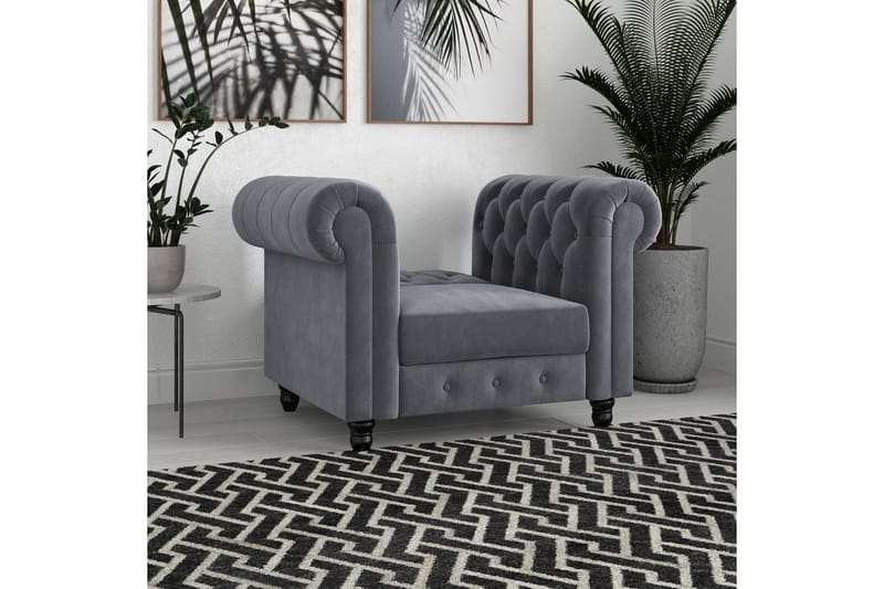 Fåtölj Felix Antracit, Sammet/Trä/Metall - Antracit, Sammet/Trä/Metall - Möbler - Fåtölj & stolar - Fåtölj