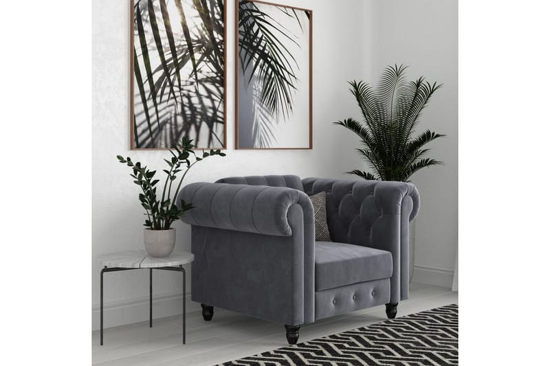 Fåtölj Felix Antracit, Sammet/Trä/Metall - Antracit, Sammet/Trä/Metall - Möbler - Fåtölj & stolar - Fåtölj