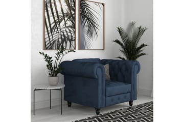 Fåtölj Felix Blå, Sammet/Trä/Metall - Blå, Sammet/Trä/Metall - Möbler - Fåtölj & stolar - Fåtölj