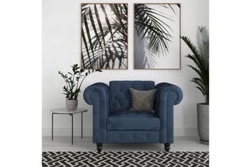 Fåtölj Felix Blå, Sammet/Trä/Metall - Blå, Sammet/Trä/Metall - Möbler - Fåtölj & stolar - Fåtölj