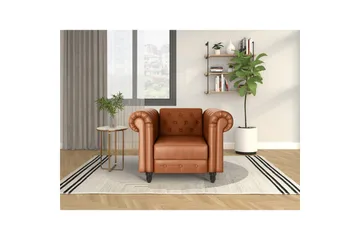 Fåtölj Felix Cognac, PU/trä/metall - Cognac, PU/trä/metall - Möbler - Fåtölj & stolar - Fåtölj