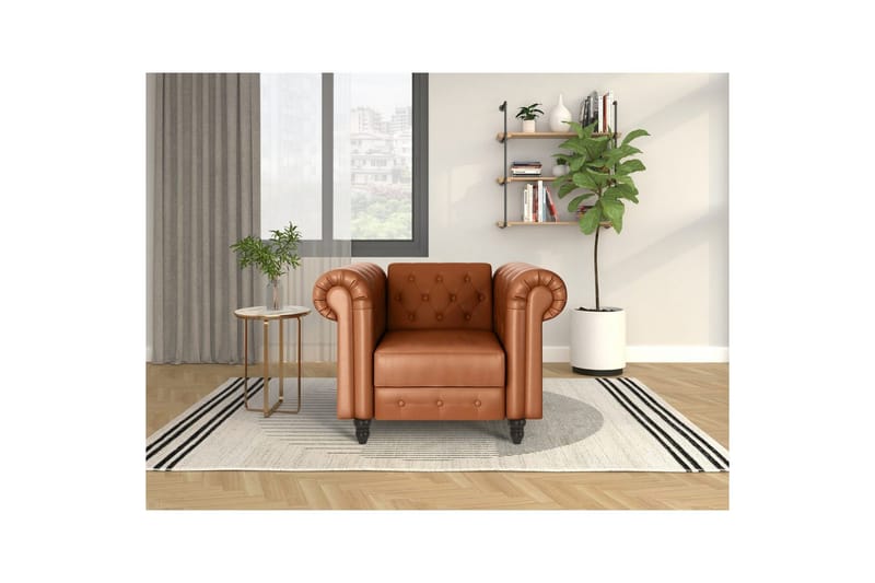 Fåtölj Felix Cognac, PU/trä/metall - Cognac, PU/trä/metall - Möbler - Fåtölj & stolar - Fåtölj