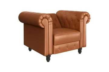 Fåtölj Felix Cognac, PU/trä/metall - Cognac, PU/trä/metall - Möbler - Fåtölj & stolar - Fåtölj