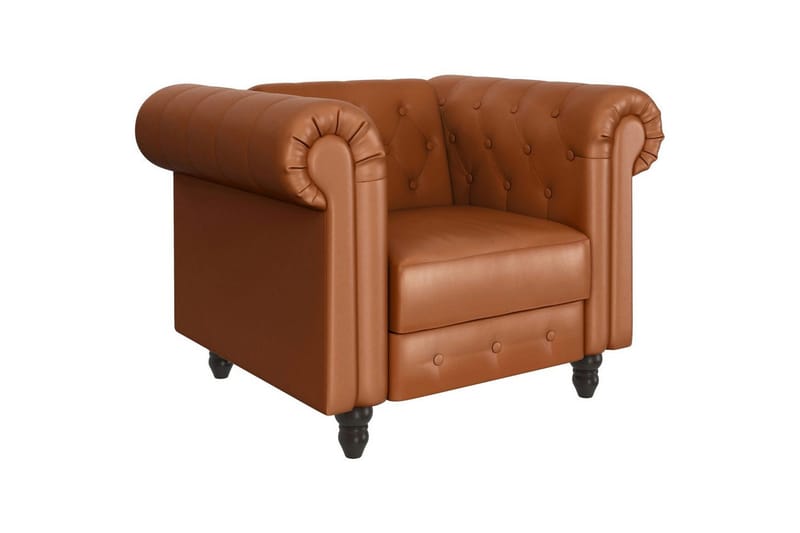 Fåtölj Felix Cognac, PU/trä/metall, Cognac, PU/trä/metall