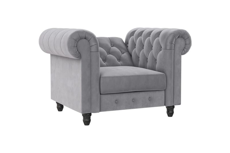 Fåtölj Felix Ljusgrå, Sammet/Trä/Metall - Ljusgrå, Sammet/Trä/Metall - Möbler - Fåtölj & stolar - Fåtölj