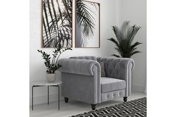 Fåtölj Felix Ljusgrå, Sammet/Trä/Metall - Ljusgrå, Sammet/Trä/Metall - Möbler - Fåtölj & stolar - Fåtölj