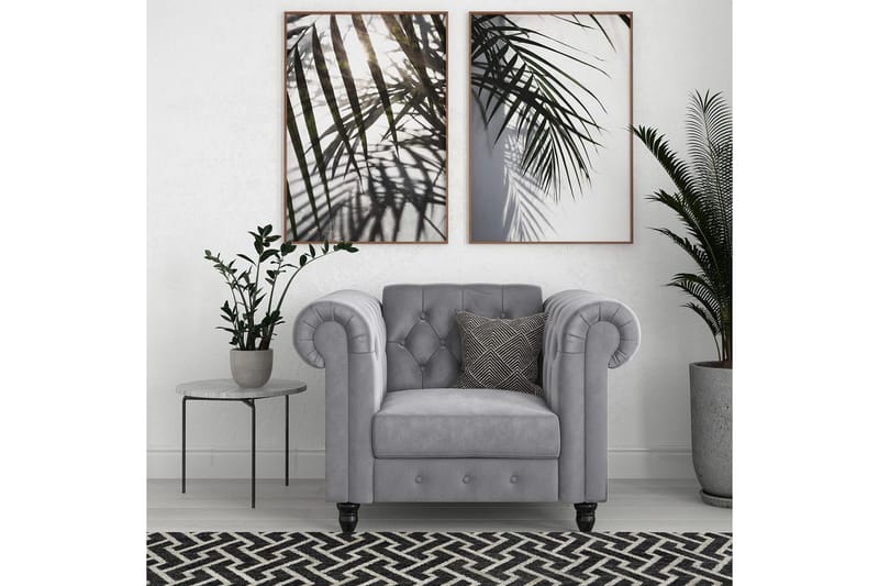 Fåtölj Felix Ljusgrå, Sammet/Trä/Metall - Ljusgrå, Sammet/Trä/Metall - Möbler - Fåtölj & stolar - Fåtölj