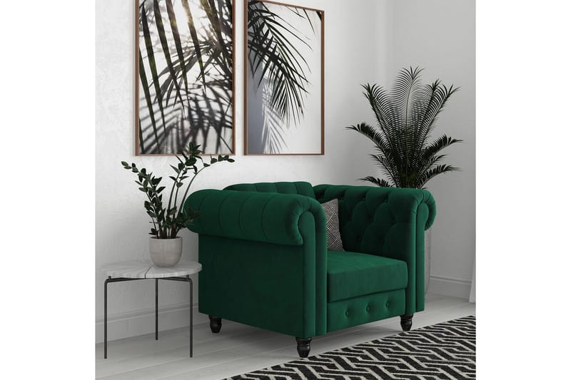 Fåtölj Felix Mörkgrön, Sammet/Trä/Metall - Mörkgrön, Sammet/Trä/Metall - Möbler - Fåtölj & stolar - Fåtölj
