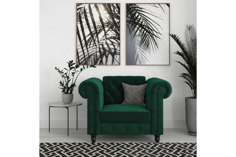 Fåtölj Felix Mörkgrön, Sammet/Trä/Metall - Mörkgrön, Sammet/Trä/Metall - Möbler - Fåtölj & stolar - Fåtölj