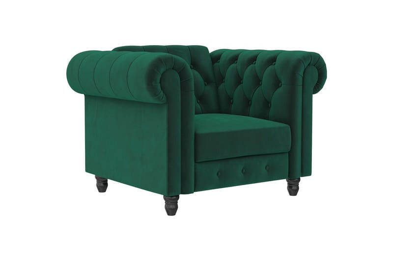 Fåtölj Felix Mörkgrön, Sammet/Trä/Metall, Mörkgrön, Sammet/Trä/Metall