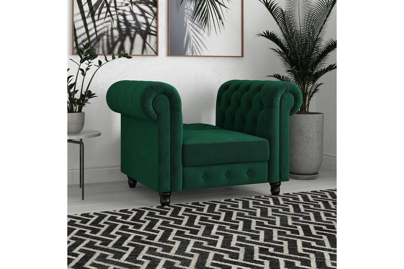 Fåtölj Felix Mörkgrön, Sammet/Trä/Metall - Mörkgrön, Sammet/Trä/Metall - Möbler - Fåtölj & stolar - Fåtölj