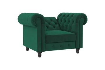 Fåtölj Felix Mörkgrön, Sammet/Trä/Metall - Mörkgrön, Sammet/Trä/Metall - Möbler - Fåtölj & stolar - Fåtölj