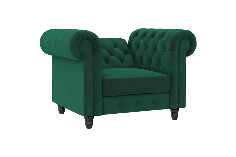 Fåtölj Felix Mörkgrön, Sammet/Trä/Metall - Mörkgrön, Sammet/Trä/Metall - Möbler - Fåtölj & stolar - Fåtölj