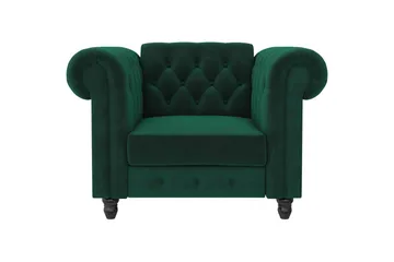 Fåtölj Felix Mörkgrön, Sammet/Trä/Metall - Mörkgrön, Sammet/Trä/Metall - Möbler - Fåtölj & stolar - Fåtölj