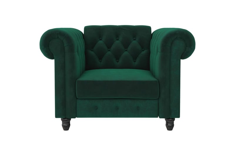 Fåt ölj Felix Mörkgrön, Sammet/Trä/Metall - Mörkgrön, Sammet/Trä/Metall - Möbler - Fåtölj & stolar - Fåtölj