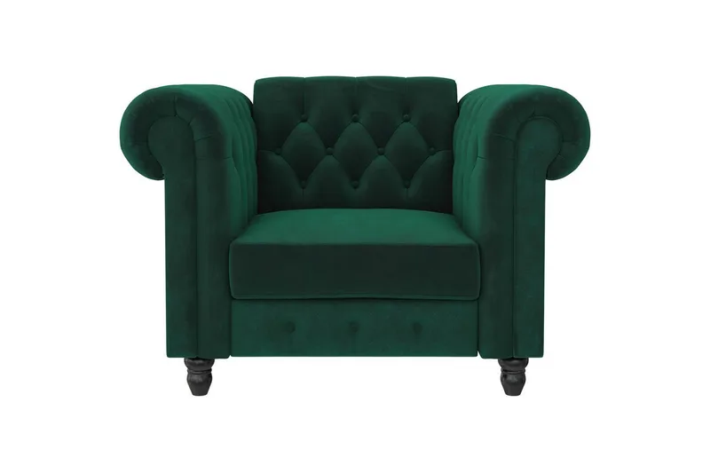 Fåtölj Felix Mörkgrön, Sammet/Trä/Metall - Mörkgrön, Sammet/Trä/Metall - Möbler - Fåtölj & stolar - Fåtölj