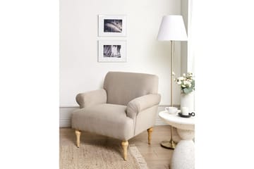 Fåtölj Fredros - Taupe, ljust trä - Möbler - Fåtölj & stolar - Fåtölj