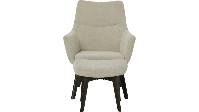 Halren Fåtölj med Fotpall i Tyg - Beige - Möbler - Fåtölj & stolar - Fåtölj - Fåtölj med fotpall