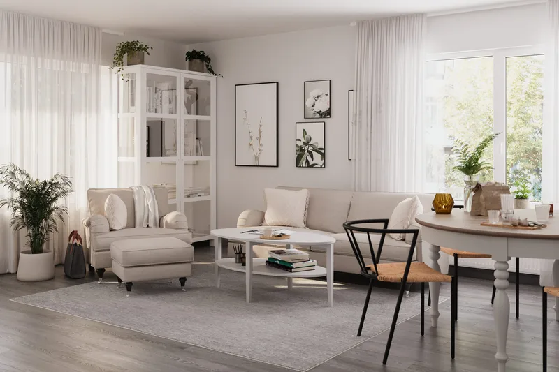 Howard Classic Fåtölj med Fotpall - Beige - Möbler - Fåtölj & stolar - Fåtölj - Fåtölj med fotpall