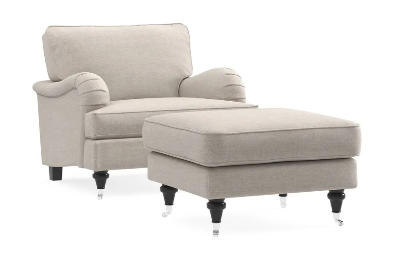 Howard Classic Fåtölj med Fotpall - Beige - Möbler - Fåtölj & stolar - Fåtölj - Fåtölj med fotpall