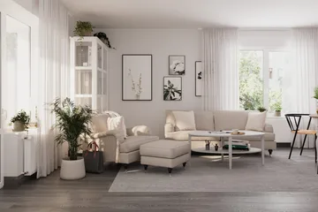 Howard Classic Fåtölj med Fotpall - Beige - Möbler - Fåtölj & stolar - Fåtölj - Fåtölj med fotpall