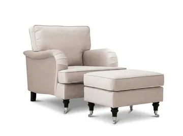 Howard Classic Soffgrupp Fåtölj och Fotpall i Sammet - Beige - Möbler - Fåtölj & stolar - Fåtölj - Howard fåtölj