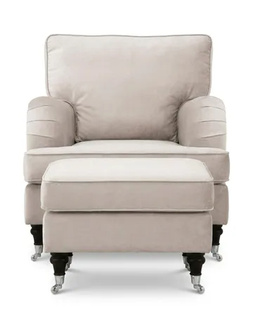 Howard Classic Soffgrupp Fåtölj och Fotpall i Sammet - Beige - Möbler - Fåtölj & stolar - Fåtölj - Howard fåtölj