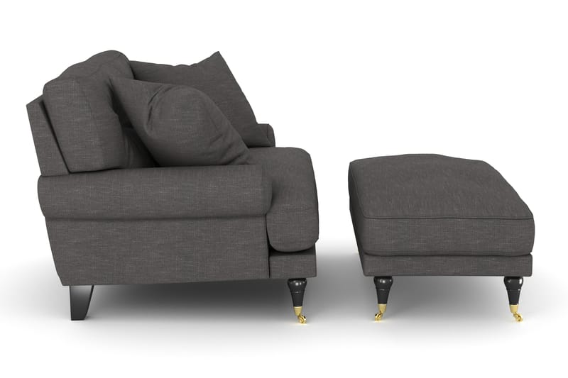 Andrew Fåtölj med Fotpall - Mörkgrå/Mässing - Möbler - Fåtölj & stolar - Fåtölj - Howard fåtölj