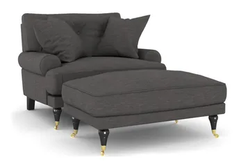 Andrew Fåtölj med Fotpall - Mörkgrå/Mässing - Möbler - Fåtölj & stolar - Fåtölj - Howard fåtölj