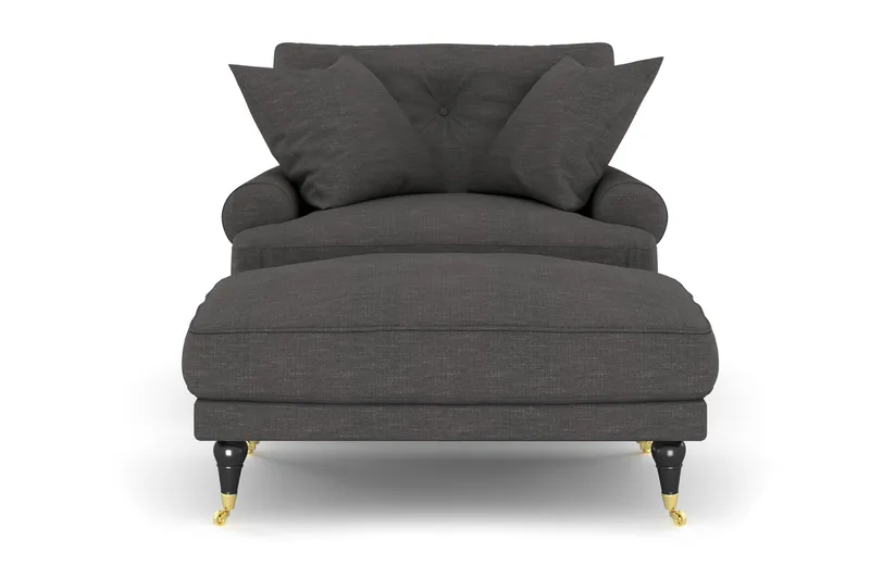 Andrew Fåtölj med Fotpall - Mörkgrå/Mässing - Möbler - Fåtölj & stolar - Fåtölj - Howard fåtölj