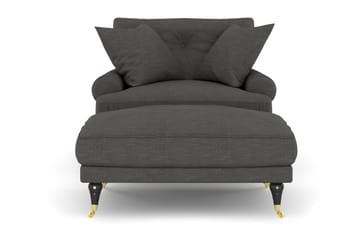 Andrew Fåtölj med Fotpall - Mörkgrå/Mässing - Möbler - Fåtölj & stolar - Fåtölj - Howard fåtölj