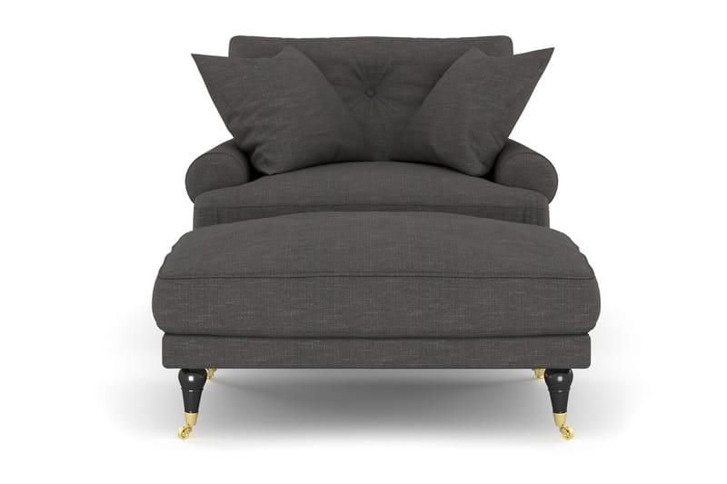 Andrew Fåtölj med Fotpall - Mörkgrå/Mässing - Möbler - Fåtölj & stolar - Fåtölj - Howard fåtölj